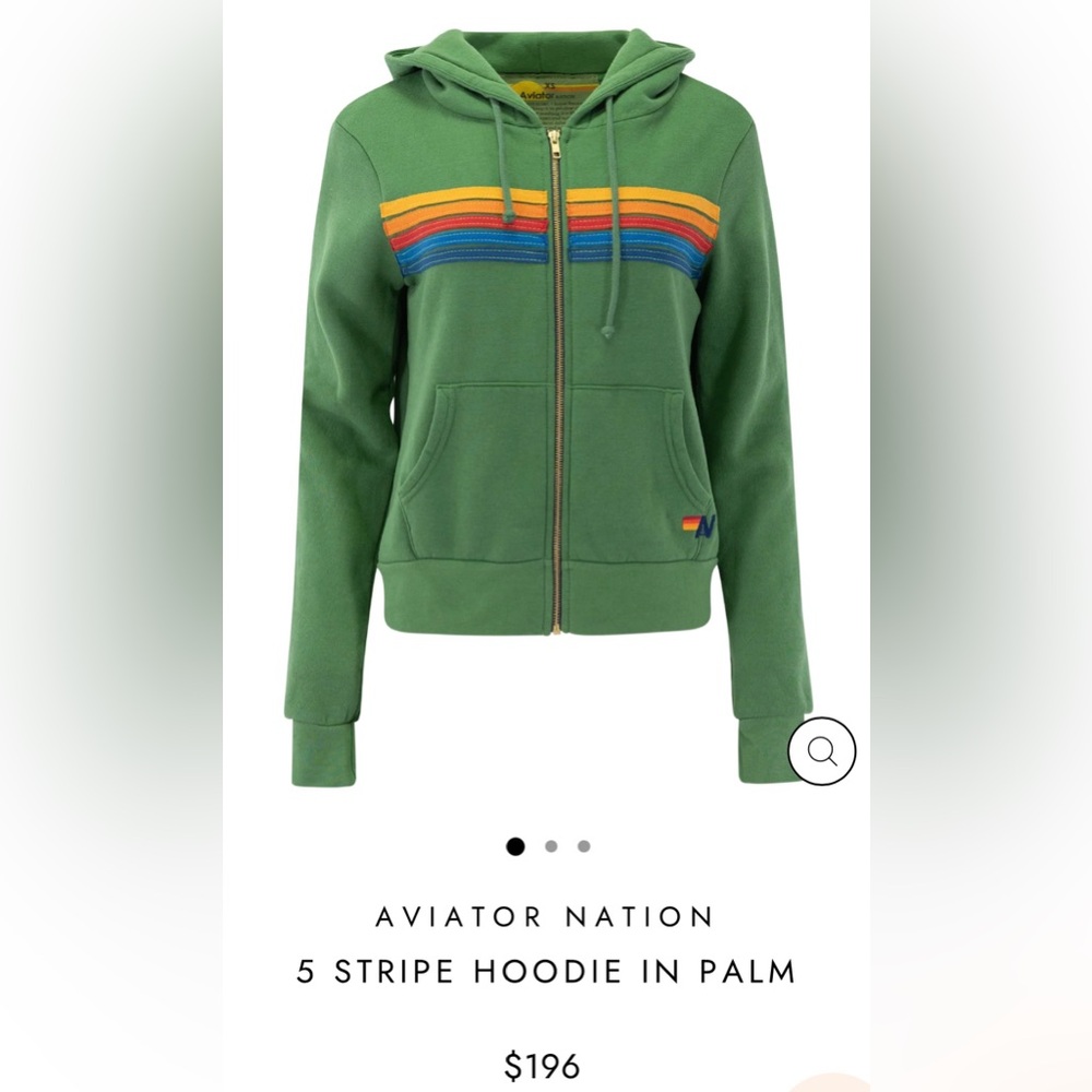 Aviator Nation Green Hoodie with Rainbow Stripes